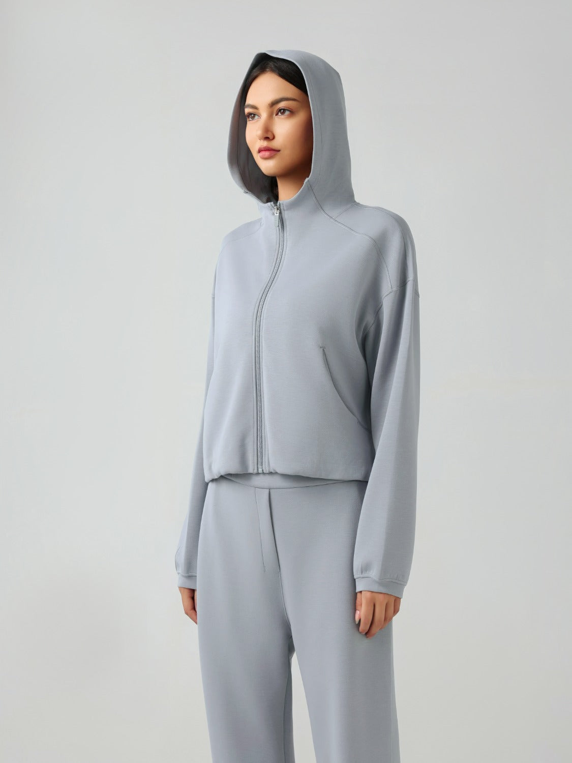 Hooded zip sweatshirt with pockets - Love Salve